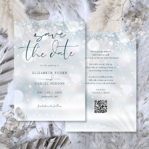 Winter Wonderland QR Code Schnee-Hochzeit Save The Date