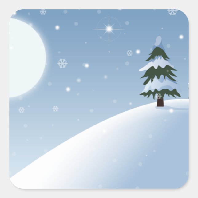 Winter Wonderland Quadratischer Aufkleber (Vorderseite)