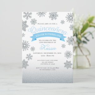 Winter Wonderland Quinceañera 15. Geburtstag Silbe Einladung