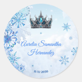 Winter Wonderland Quinceañera Calcamonia Runder Aufkleber
