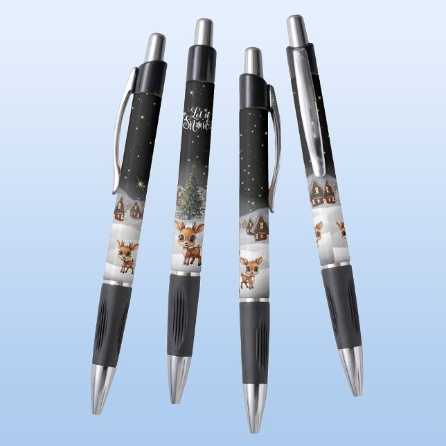 Winter Wonderland Rentier Lassen Sie es Schnee Vil Kugelschreiber (Reindeer Let it Snow Christmas Tree Snowy Winter Wonderland Deer Antler Doe Lover Fawn Scene 🦌🎄🎁❄)