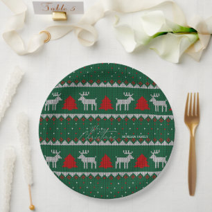 Winter Wonderland, Rentier-Tanne Grün Pappteller