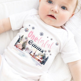 Winter Wonderland Rosa Wunderbar  Baby Strampler