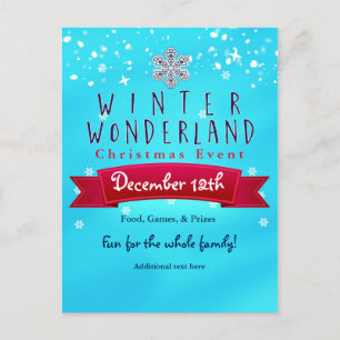 Winter Wonderland Roter Schleife Blaues Weihnachts Feiertagspostkarte