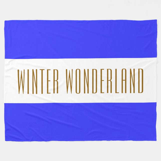 WINTER WONDERLAND Royal Blue White Stripes Fleecedecke (Vorderseite (Horizontal))