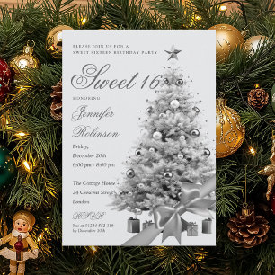 Winter Wonderland Schleifen Sweet 16 Geburtstagsfe Einladung