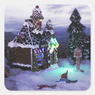 Winter Wonderland Schnee Szene 2020 Quadratischer Aufkleber