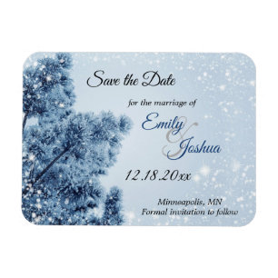 Winter Wonderland Schnee und Pinien Save the Date Magnet