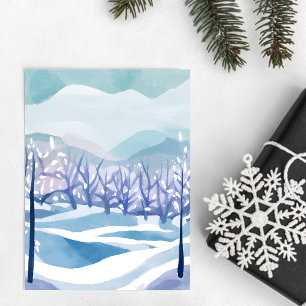 Winter Wonderland Schneeblaue Aquarellmalerei Postkarte