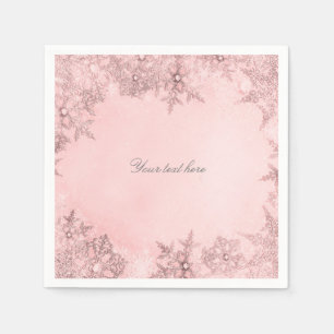 Winter Wonderland Schneeflocken Sanft Rosa Elegant Serviette
