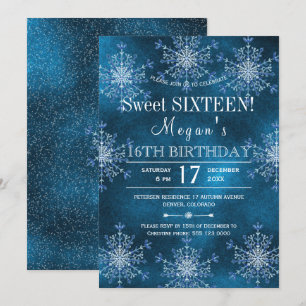 Winter Wonderland-Schneeflocken Sweet 16 Geburtsta Einladung