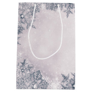 Winter Wonderland Schneeflocken Weiß Elegant Mittlere Geschenktüte