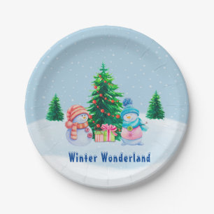Winter Wonderland Schneemänner Papierplatte Pappteller