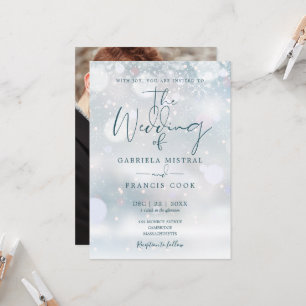 Winter Wonderland Schrift Schnee Foto Hochzeit Einladung