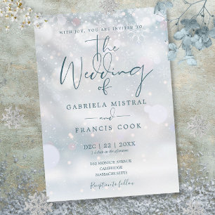 Winter Wonderland Schrift Schneeflocken Hochzeit Einladung