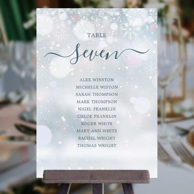 Winter Wonderland Script-Sitzplan Tischnummer (Winter Wonderland Script Seating Plan Table Number)