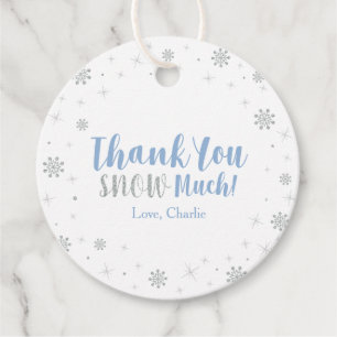 Winter Wonderland Silber & Blau Jungen-Baby-Party Geschenkanhänger