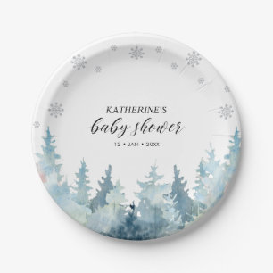 Winter Wonderland Silber Schnee Baby Shower Party  Pappteller