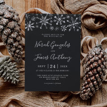 Winter Wonderland Silver Black Snowflake Wedding