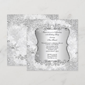 Winter Wonderland Silver Snowflake Geburtstag Einladung