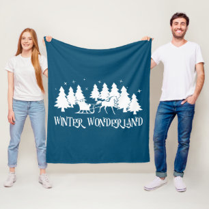 Winter Wonderland Sleigh Ride Landschaft Fleecedecke