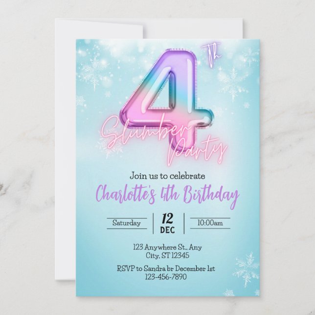 `winter Wonderland Slumber Party Einladung (Vorderseite)