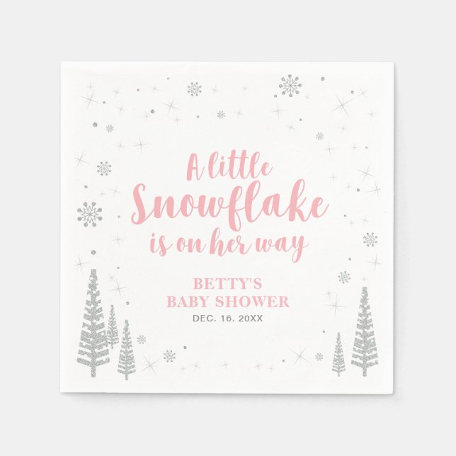Winter Wonderland Snow Baby Dusche Papier Napkin Serviette (Vorderseite)