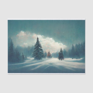 Winter Wonderland Snow Pine Tree Cloud Seidenpapier