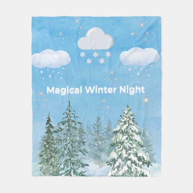 "Winter Wonderland: Snow & Stars" Fleecedecke (Vorderseite)