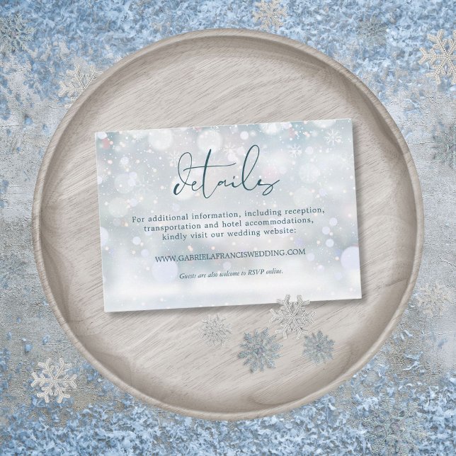 Winter Wonderland Snow Wedding Details Begleitkarte (Winter Wonderland Snow Wedding Details Enclosure Card)
