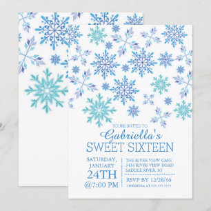 Winter Wonderland Snowflake 16 . Geburtstag Party Einladung