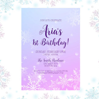 Winter Wonderland Snowflake 1. Geburtstag Einladung