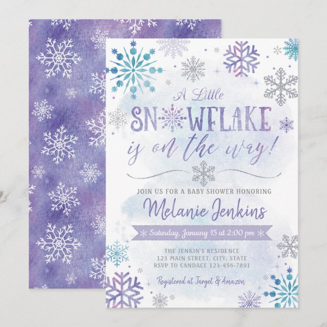 Winter Wonderland Snowflake Baby Shower Invitation Einladung (Vorne/Hinten)