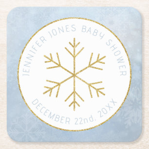 Winter Wonderland Snowflake Babydusche Rechteckiger Pappuntersetzer