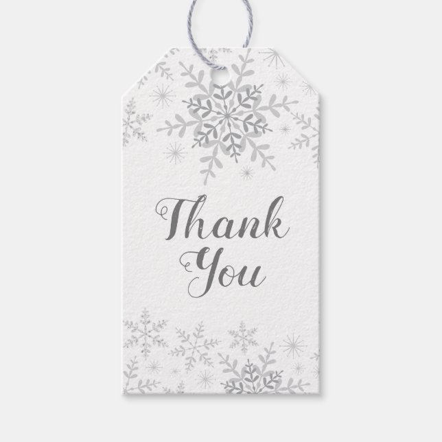 Winter Wonderland Snowflake Babydusche Silver Geschenkanhänger (Vorderseite)