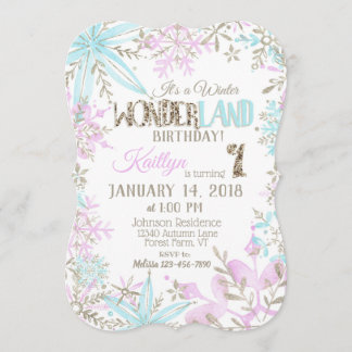 Winter Wonderland Snowflake Geburtstag Einladung