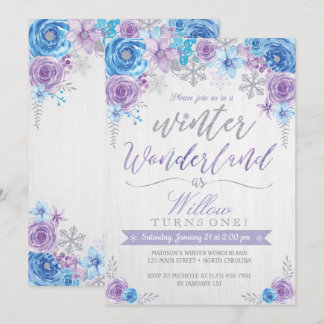 Winter Wonderland Snowflake Geburtstagseinladung Einladung