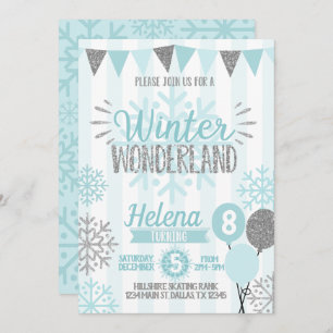 Winter Wonderland Snowflake Geburtstagseinladung Einladung