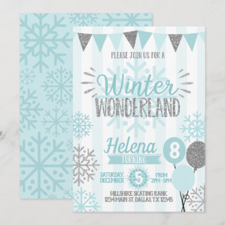 Winter Wonderland Snowflake Geburtstagseinladung Einladung