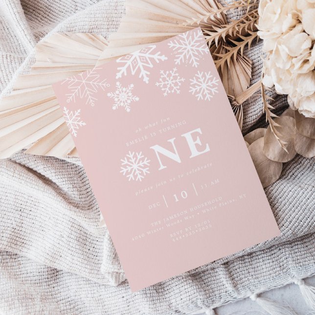 Winter Wonderland Snowflake Girls Rosa Geburtstag Einladung (Von Creator hochgeladen)