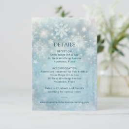 Winter Wonderland Snowflake Hochzeitdetails Beilag Einladung