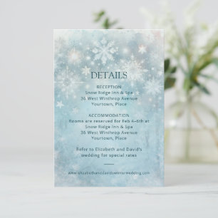 Winter Wonderland Snowflake Hochzeitdetails Beilag Einladung