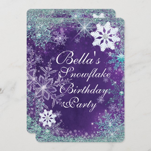 Winter Wonderland Snowflake Party Einladungen (Vorne/Hinten)