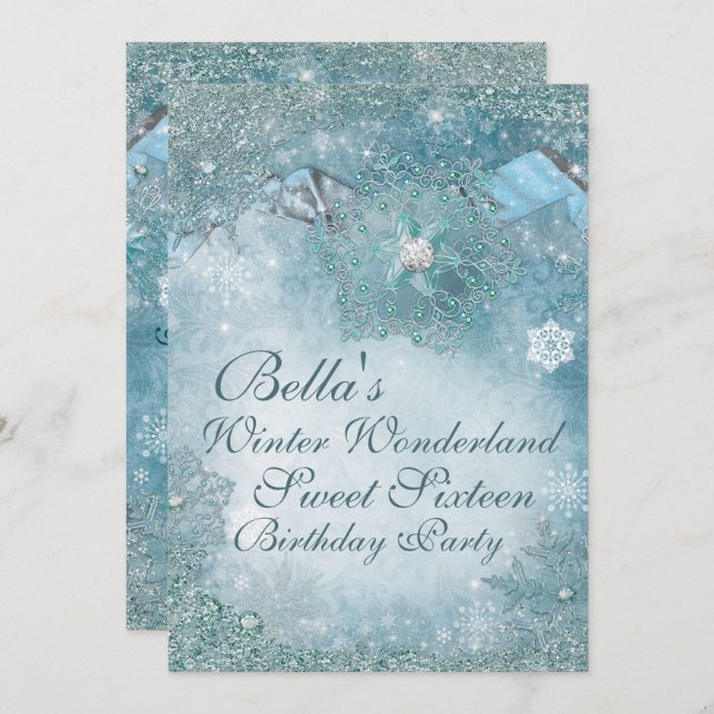Winter Wonderland Snowflake Party Einladungen (Vorne/Hinten)
