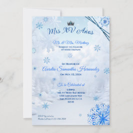 Winter Wonderland Snowflake Quinceñera Einladung
