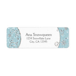 Winter Wonderland Snowflake Swirt Adressetikett