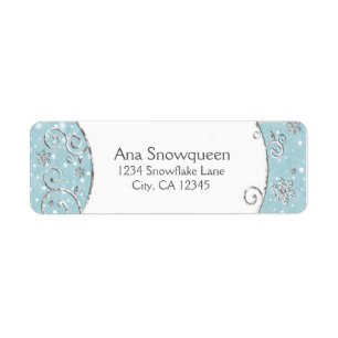 Winter Wonderland Snowflake Swirt Adressetikett