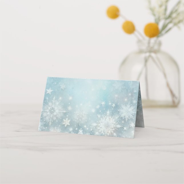 Winter Wonderland Snowflake Wedding Platzkarte (Vorderseite)