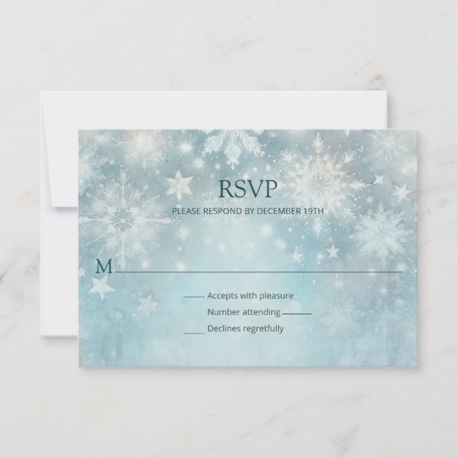 Winter Wonderland Snowflake Wedding RSVP (Vorderseite)