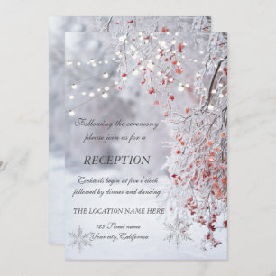 Winter Wonderland Snowflakes Hochzeitsempfang Einladung